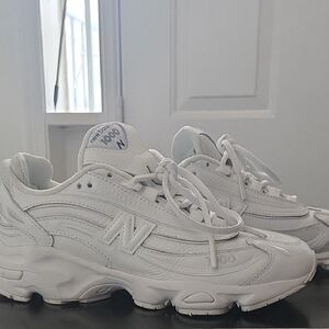 New Balance All-White Leather Sneakers
